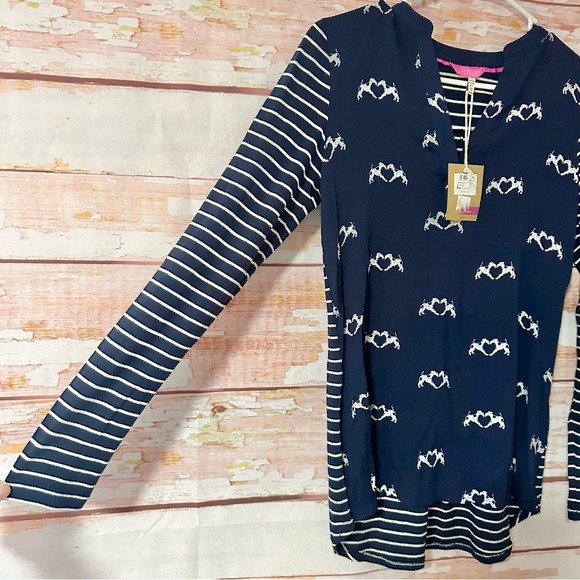 NEW Joules Beatrice Navy Mixed Pattern Top - Picture 5 of 8